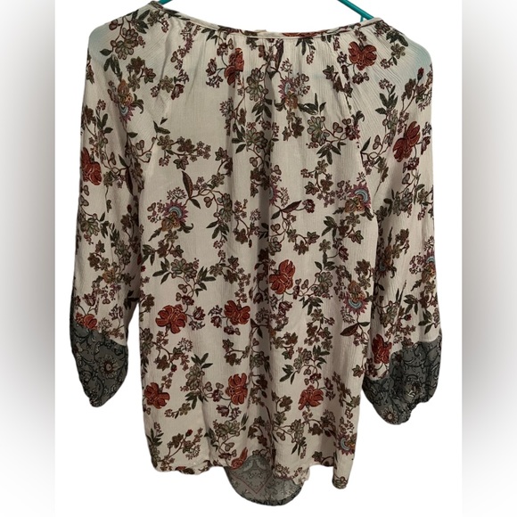 Style & Co Floral Flowy Boho Tunic Peasant Top size M Beachy - Picture 4 of 8